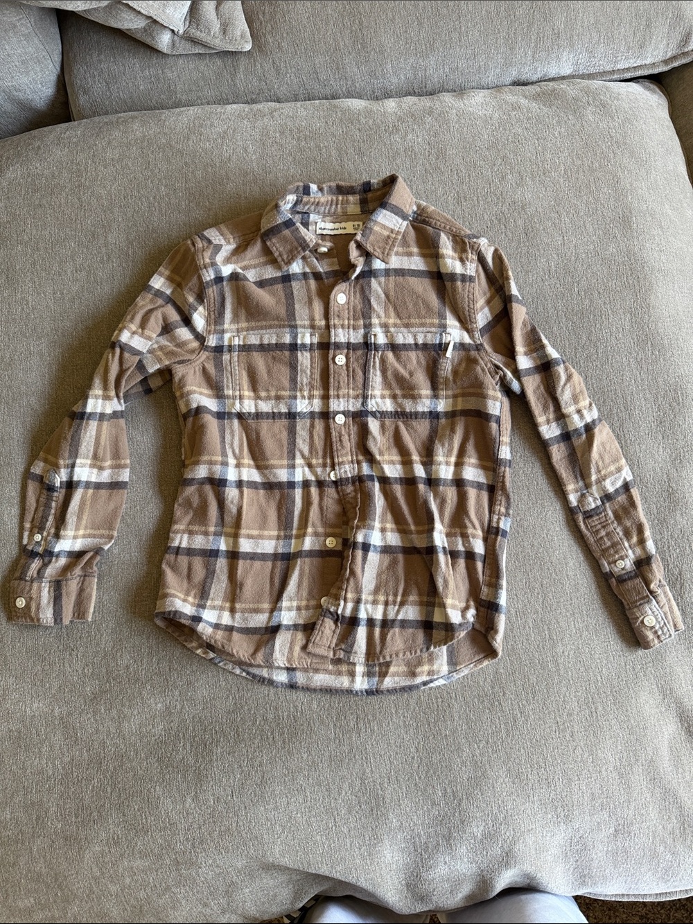Kids Abercrombie Brown Plaid Button-Down Shirt